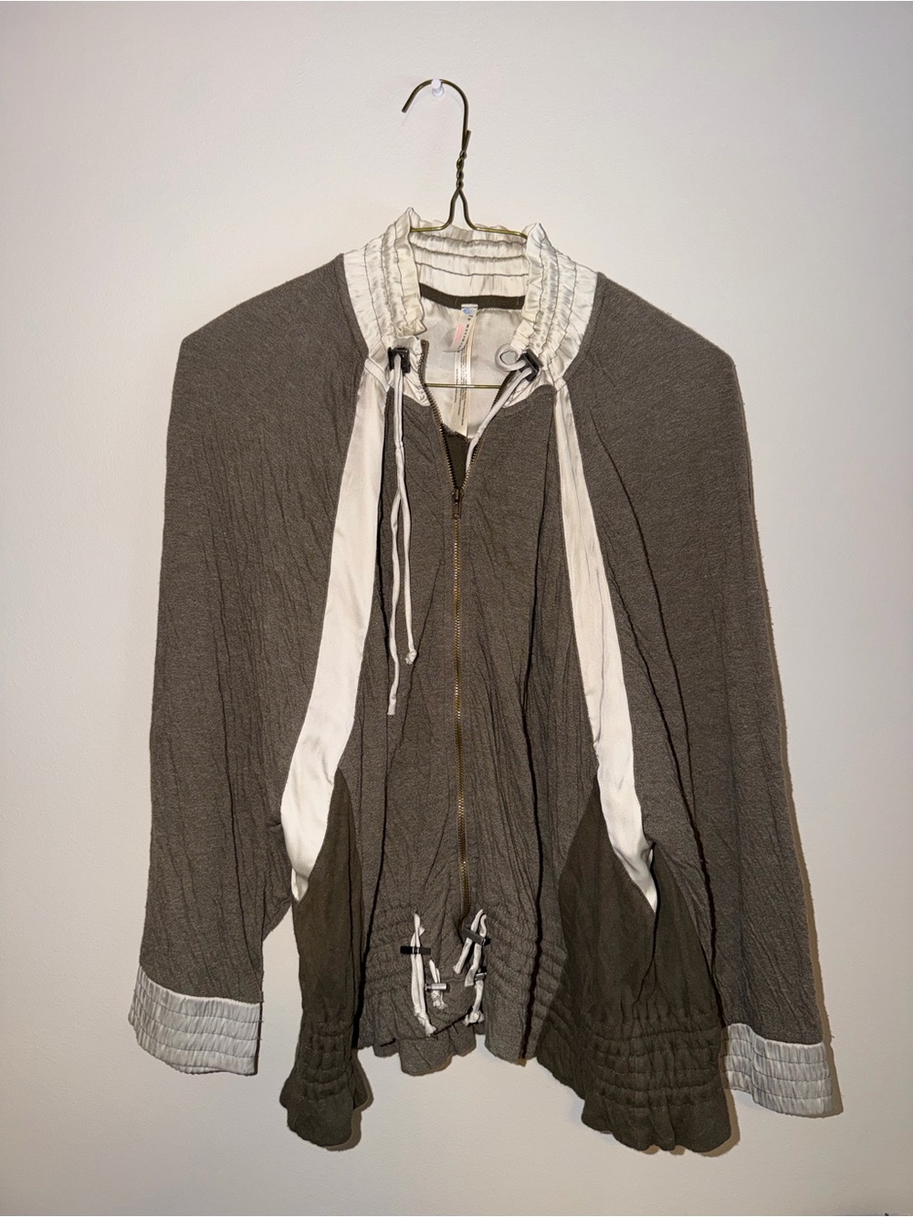Relaxed FP movement Zip-Front Women’s Jacket in Taupe and White